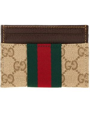 Gucci Gg Web Card Holder - Natural
