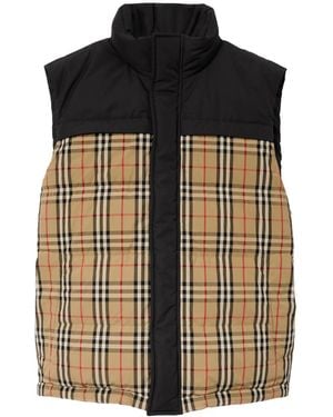 Burberry Check Reversible Down Vest - Brown