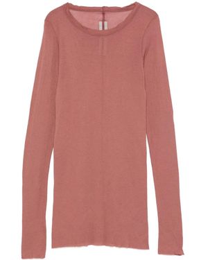 Rick Owens Raw-Edge Long-Sleeve T-Shirt - Pink