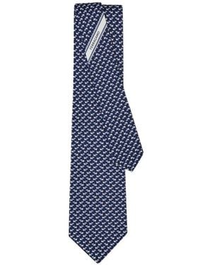 Ferragamo Corbata De Seda Con Estampado Dylan - Azul