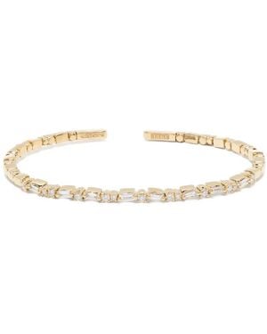 Suzanne Kalan 18Kt Thin Mix Diamond Open-Cuff Bracelet - Natural