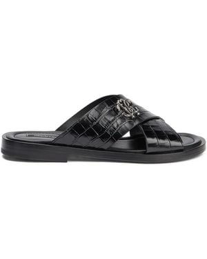 Roberto Cavalli Logo-Plaque Sandals - Black