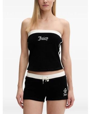 Juicy Couture Logo-Embroidered Strapless Blouse - Black
