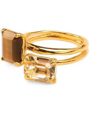 Wouters & Hendrix Citrine Crystal Tiger's Eye Ring - Metallic