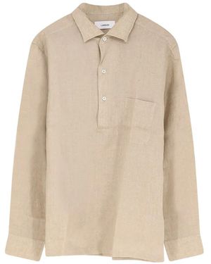 Lardini Bowling-Collar Patch-Pocket Shirt - Natural