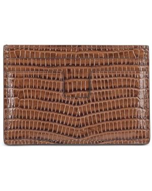 Tom Ford Printed Tejus T Line Classic Card Holder - Brown