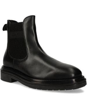 GANT Elastic-Panel Leather Boots - Black