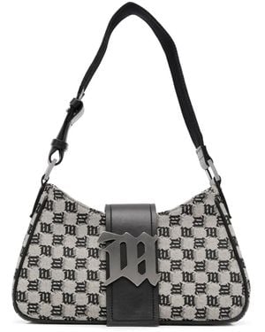 MISBHV Monogram Jacquard Shoulder Bag - Black