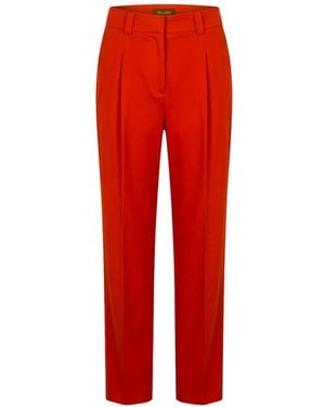 Moorer Pantalones Rectos Con Pinzas - Rojo
