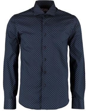 THE (Alphabet) Printed Long-Sleeved Shirt - Blue
