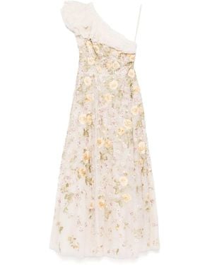 Needle & Thread Florine Asymmetrische Avondjurk - Naturel