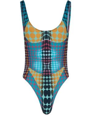 Jean Paul Gaultier Re-Edition Printed Swimsuit - Blue