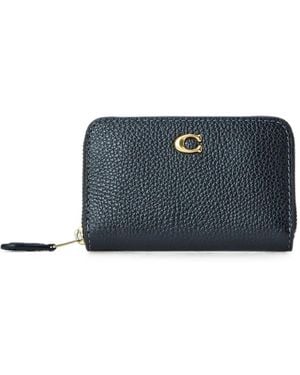 COACH Pebbled Leather Zip-Around Wallet - Blue