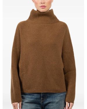 Dusan Batwing Roll-Neck Ribbed Jumper - Brown