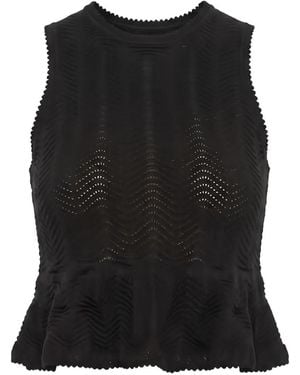 Twinset Zigzag-Knit Peplum Tank Top - Black