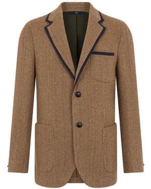 Brooks Brothers Herringbone Wool-Blend Blazer - Brown