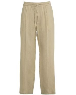 Amaranto Drawstring-Waist Pleated Trousers - Natural