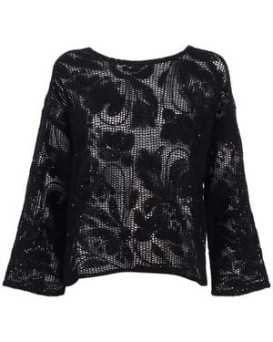 Kangra Cornely Embroidery Sequin Top - Black