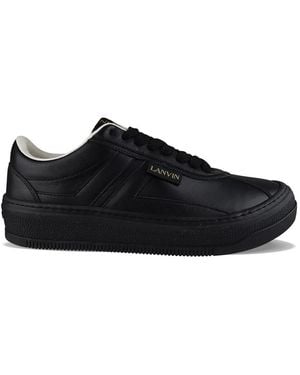 Lanvin Logo Leather Trainers - Black
