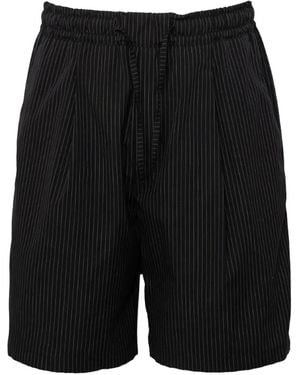 Low Brand Striped Cotton Shorts - Black