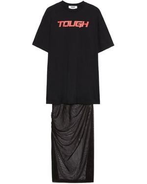 MSGM Printed T-Shirt Dress - Black