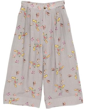 Undercover Linen Wide-leg Pants - Gray