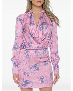 Versace Jeans Couture Mermaid-Print Cowl-Neck Mini Dress - Pink
