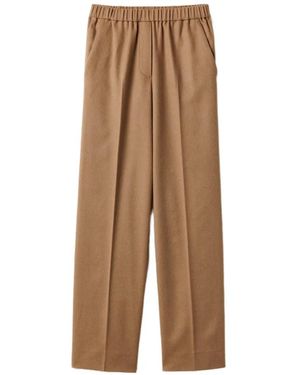 Miu Miu Camel Hair Drawstring Trousers - Natural