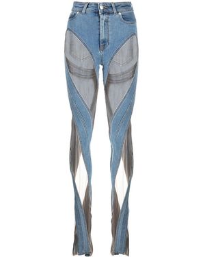 Mugler Jeans skinny con inserti semi trasparenti - Blu