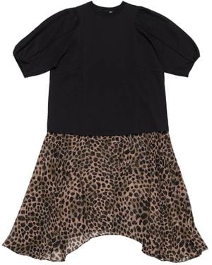 Bimba Y Lola Kleid mit Animal-Print - Schwarz