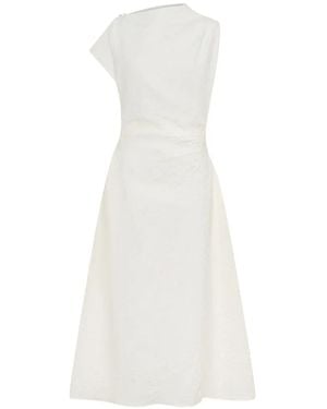 Anna Quan Charlie Asymmetric Ruched Midi Dress - White