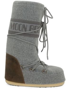 Moon Boot Logo-Embellishment Boots - Grey