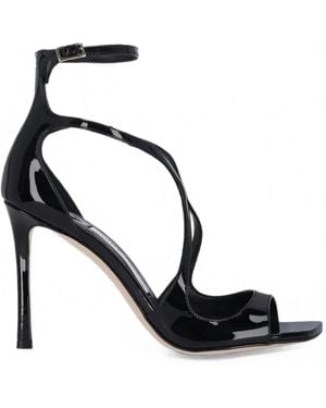 Jimmy Choo Azia 95 Patent Leather Sandals - Black
