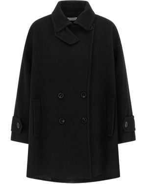 Alberto Biani Double-Breasted Wool Coat - Black