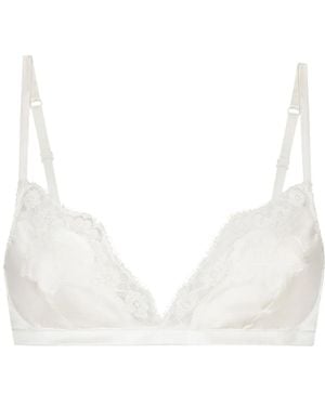 Dolce & Gabbana Soft-Cup Satin Bra With Lace Detailing - Natural