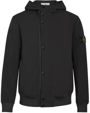 Stone Island Compass-Patch Hooded Jacket - Black