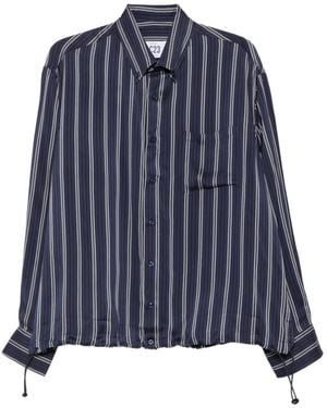 LC23 Striped Drawstring-Hem Shirt - Blue