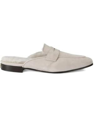 Bougeotte Nomad Suede Shearling Slippers - White