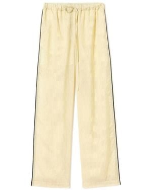 Plan C Striped Trousers - Natural