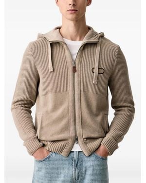 Aeronautica Militare Zip-Up Panelled Hoodie - Natural