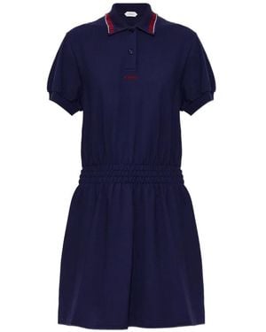 Versace Embroidered-Logo Piqué Mini Dress - Blue