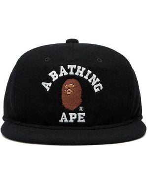 A Bathing Ape College Logo-detailed Wool Cap - ブラック