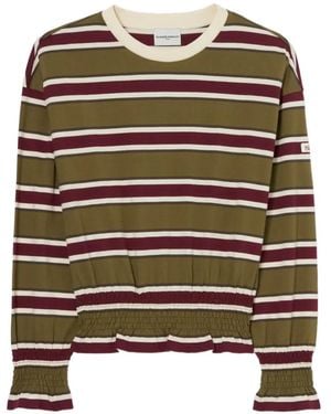 Claudie Pierlot T-Shirt Froncée À Rayures - Brown
