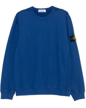 Stone Island 6100028 Logo-Patch Crew-Neck Sweatshirt - Blue