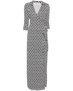 Diane von Furstenberg Quatrefoil-Print Wrap Maxi Dress - Gray
