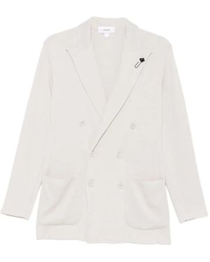 Lardini Double-Breasted Cotton Blazer - White