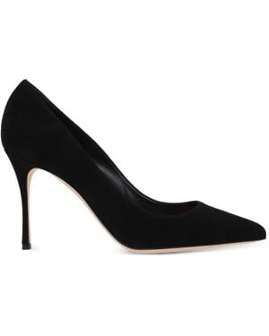 Sergio Rossi Godiva Suede Heeled Court Shoes - Black