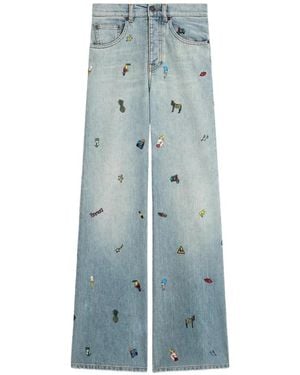Fiorucci Toys-Print Wide-Leg Jeans - Blue