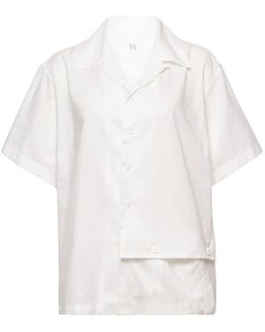 Y's Yohji Yamamoto Open-Collar Short-Sleeve Cotton Shirt - White