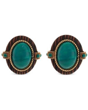 Roberto Cavalli Enamel Round Earrings - Green